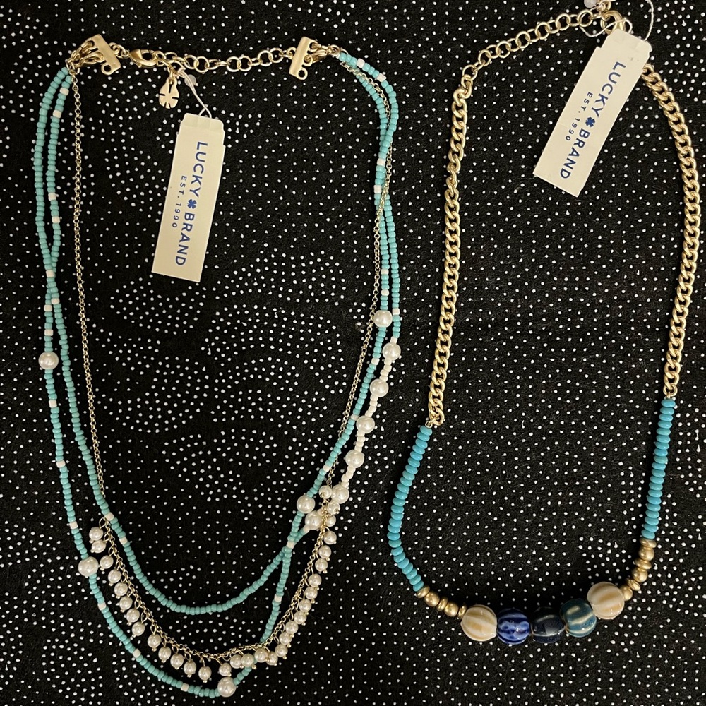 Lucky Brand Turquoise and Gold Necklace Set